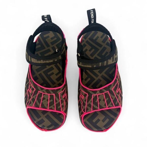 FENDI FF Zucca Pink & Brown Platform Sandals IT37 - Picture 7 of 13